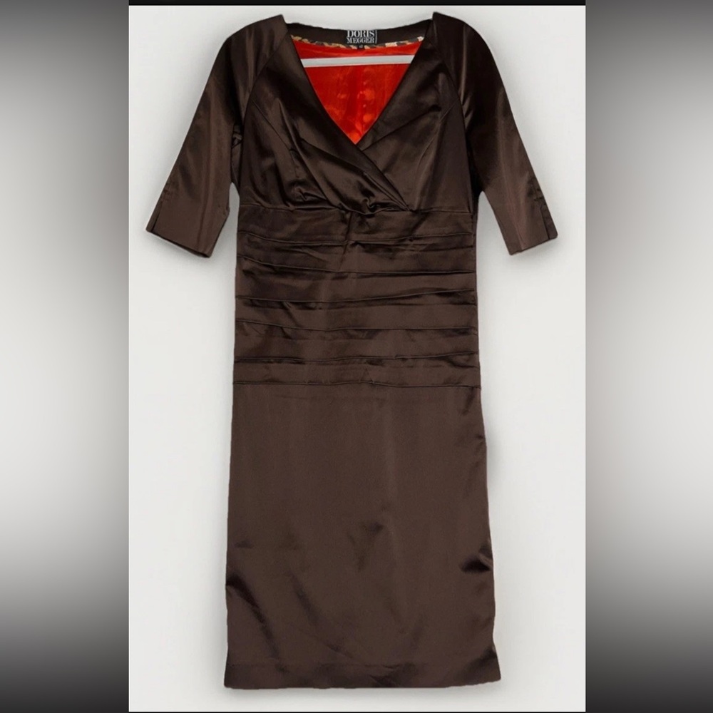 Doris Megger Brown Sheath Dress EU 42 US 10-12 Made In Germany